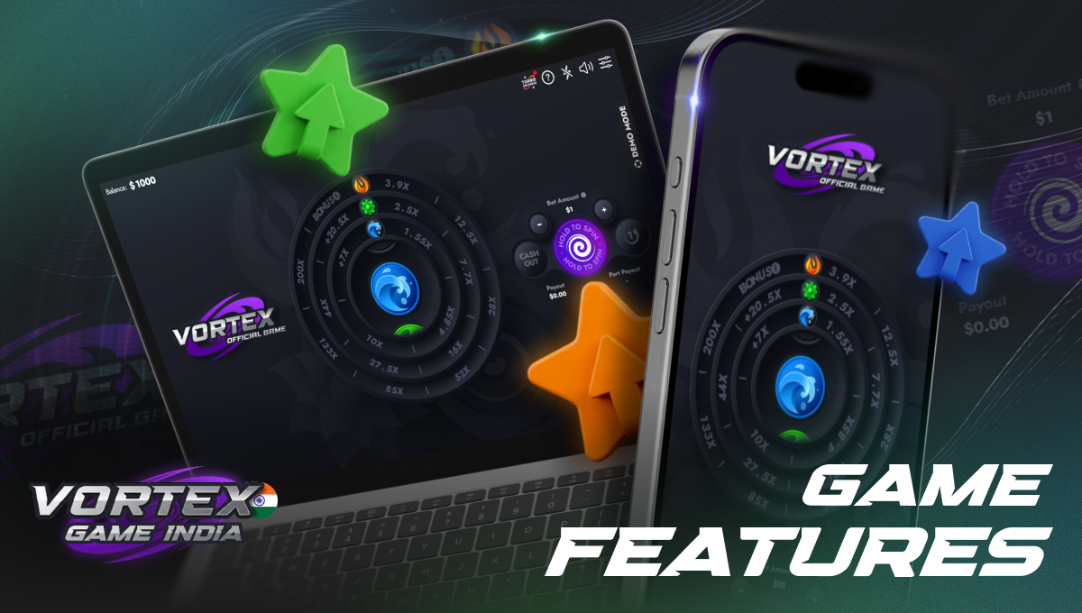 Vortex game India features with advanced betting tools and smart controls